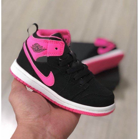 Air Jordan I (1) top Kids bldck pink