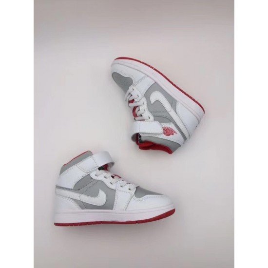 Air Jordan I (1) top Kids White gray red