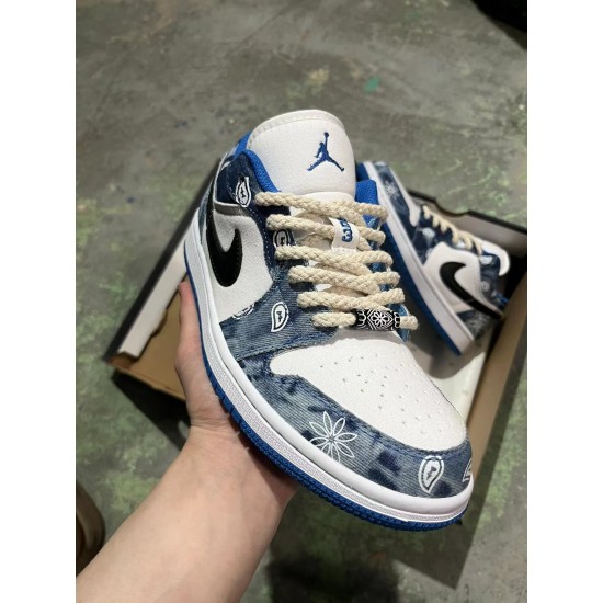 Air Jordan 1 Low (GS)"Washed Denim" White Blue